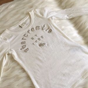 Abercrombie Kids White Sparkly bling top